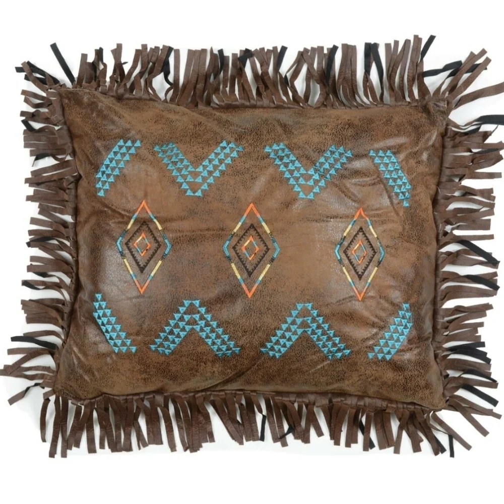 Western Fringe Pillow Desert Dance Embroidered Diamonds